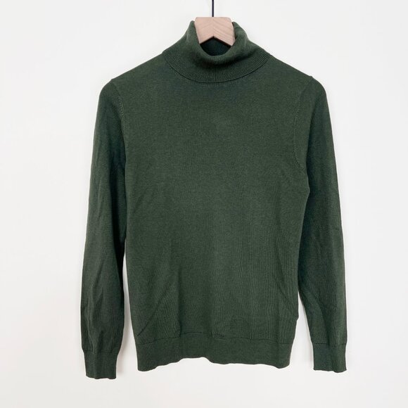 Massimo Dutti Silk Wool Thin Turtleneck Sweater Light Quiet Luxury Slytherin - Picture 2 of 10